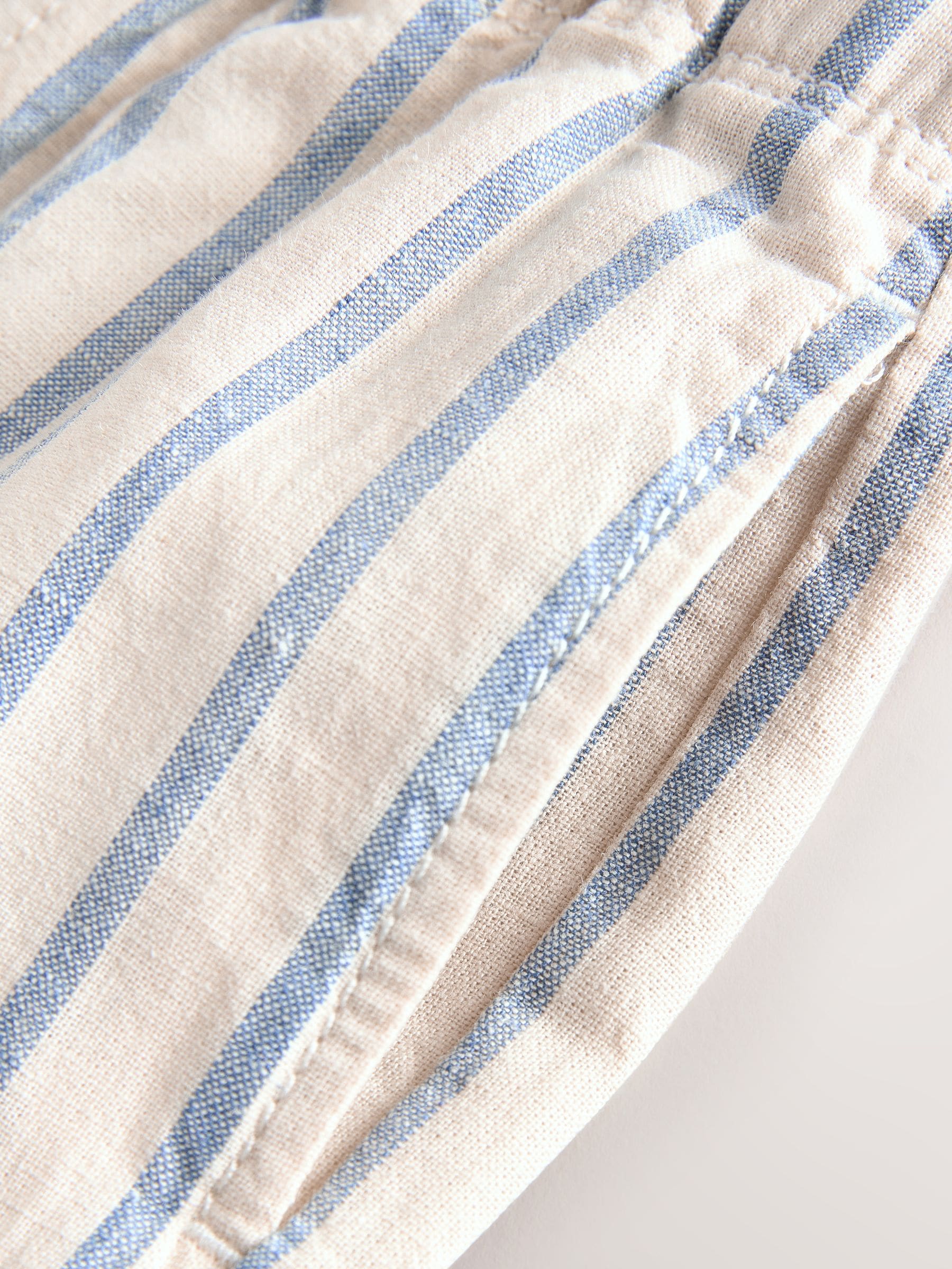 Blue/Ecru Wide Fit Linen Blend Pull on Trousers (3mths-7yrs) image 7