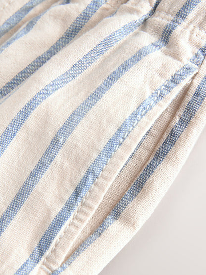 Blue/Ecru Wide Fit Linen Blend Pull on Trousers (3mths-7yrs) image 7