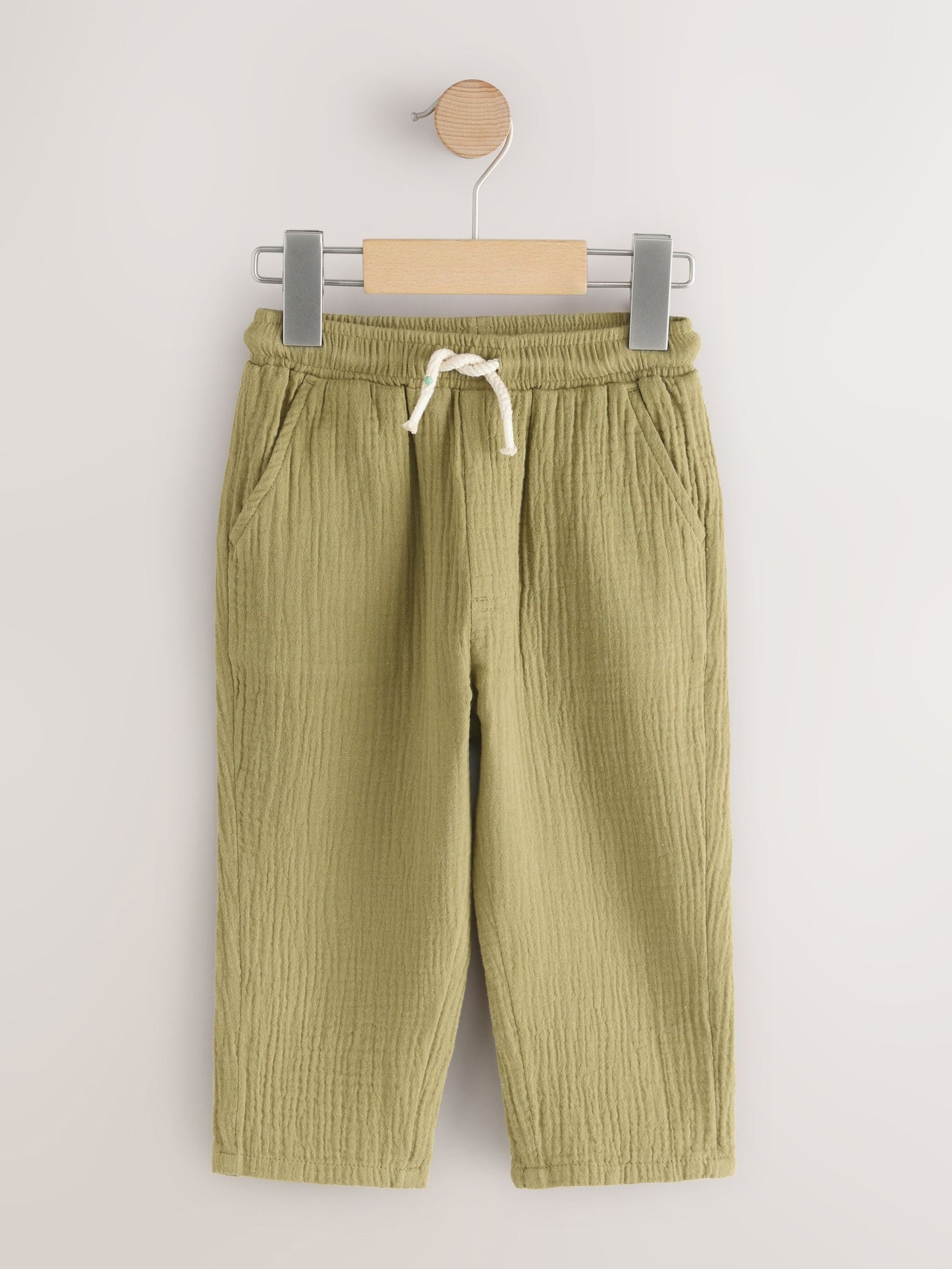Olive Green Soft Textured Pull On Trousers (3mths-7yrs) image 4