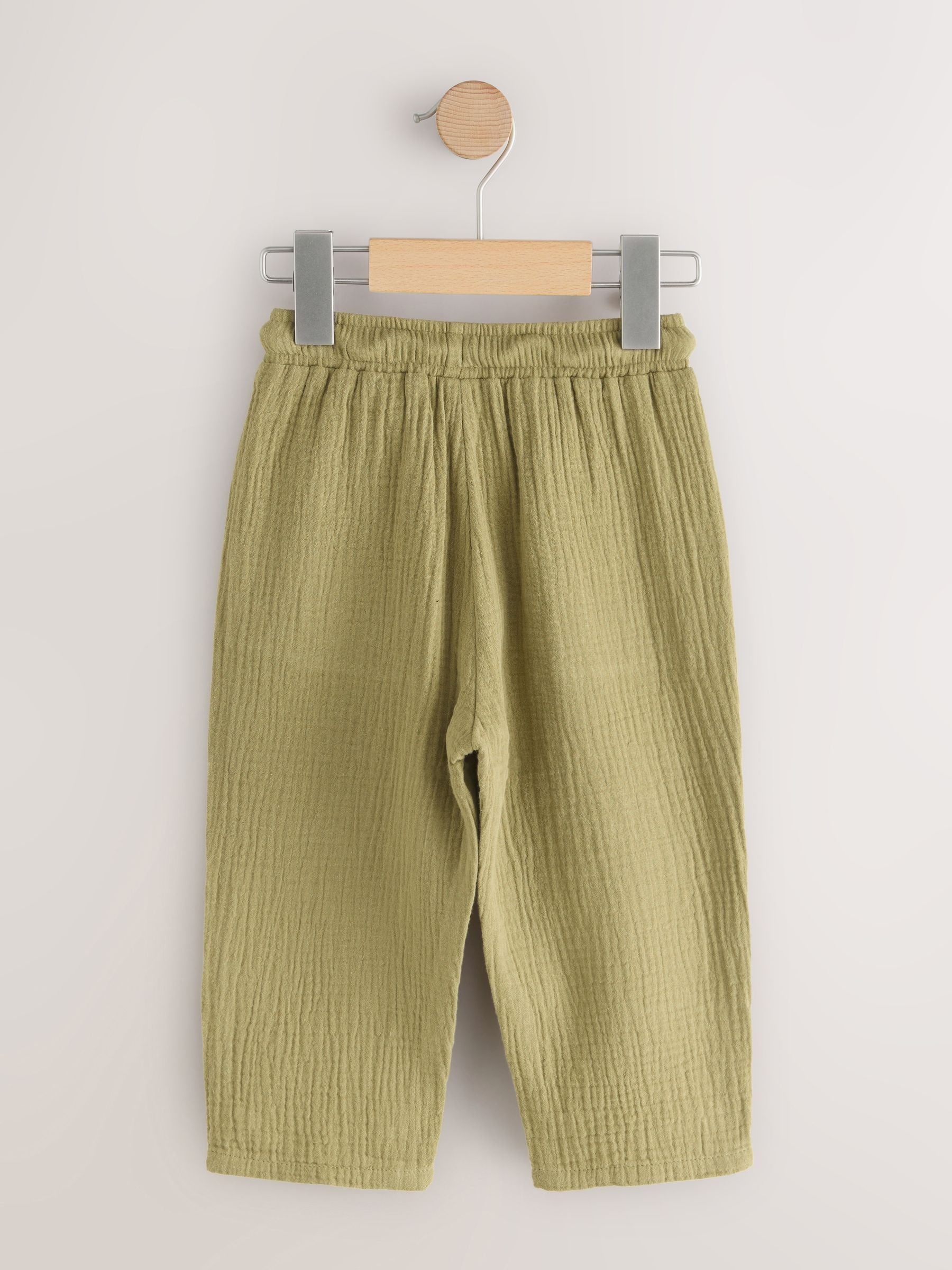Olive Green Soft Textured Pull On Trousers (3mths-7yrs) image 5