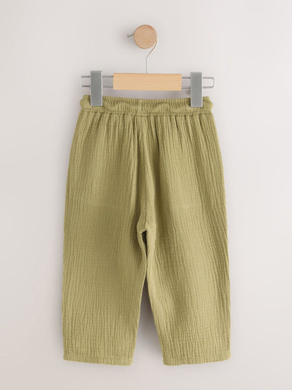 Olive Green Soft Textured Pull On Trousers (3mths-7yrs) image 5
