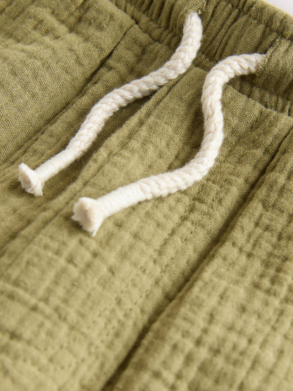 Olive Green Soft Textured Pull On Trousers (3mths-7yrs) image 6