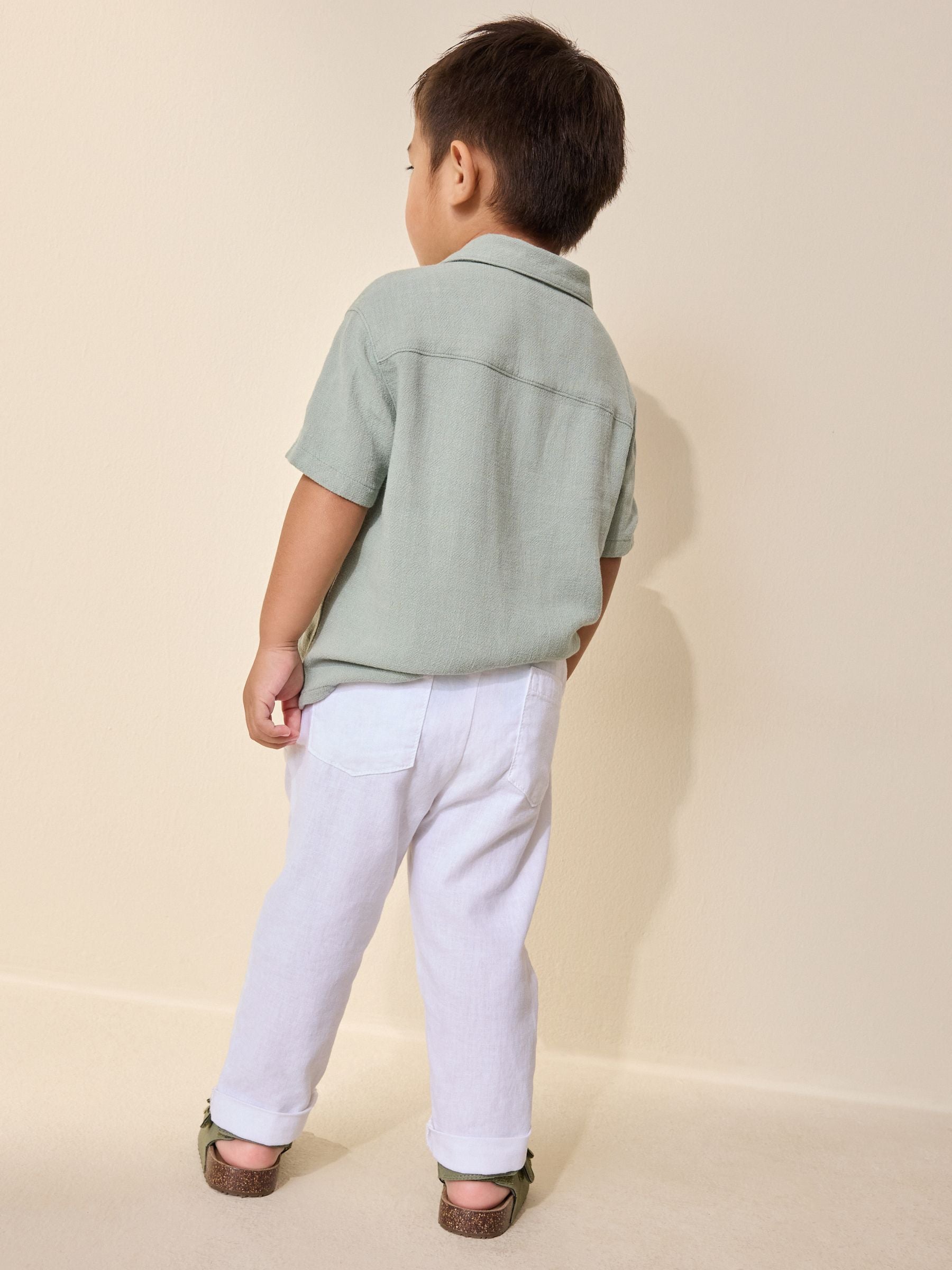 White Regular Fit Linen Blend Pull on Trousers (3mths-7yrs) image 3