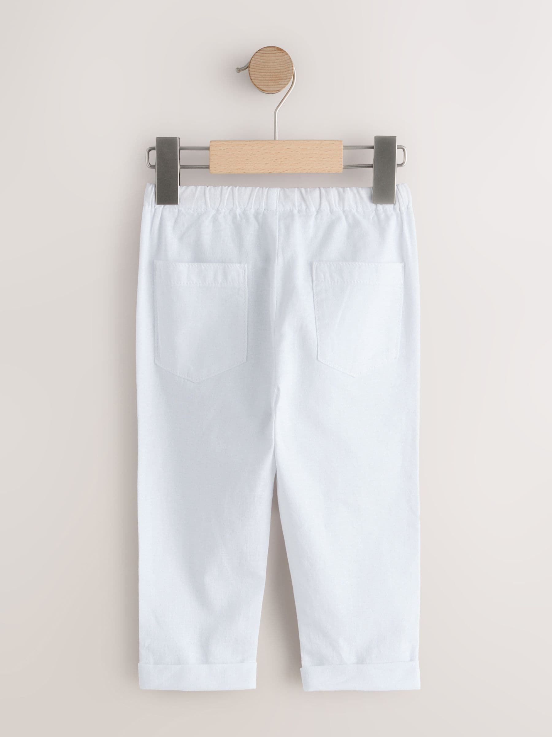 White Regular Fit Linen Blend Pull on Trousers (3mths-7yrs) image 5