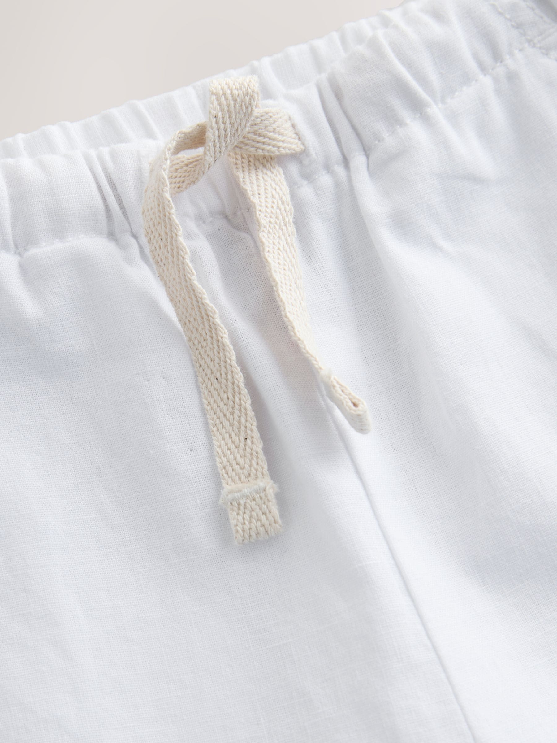 White Regular Fit Linen Blend Pull on Trousers (3mths-7yrs) image 6