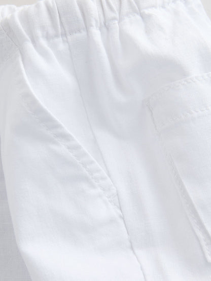 White Regular Fit Linen Blend Pull on Trousers (3mths-7yrs) image 7