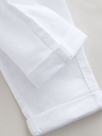 White Regular Fit Linen Blend Pull on Trousers (3mths-7yrs) image 8