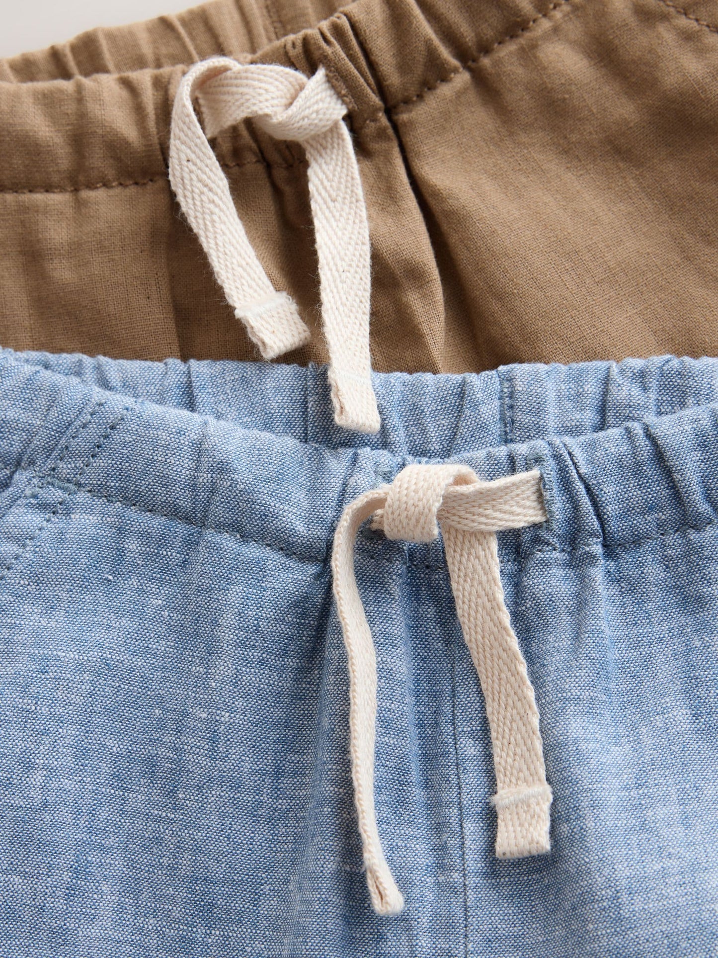 Blue/Brown Linen Blend Pull on Trousers 2 pack (3mths-7yrs) image 5