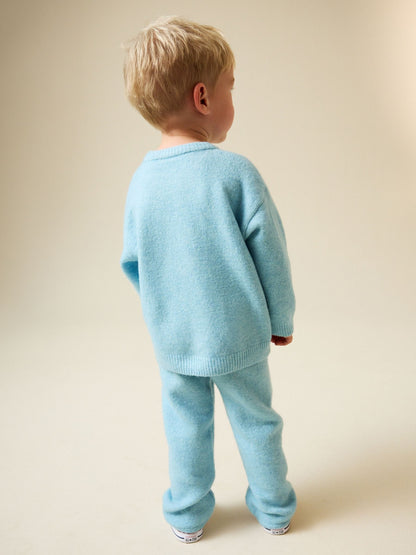 Light Blue Knitted Crew Neck Jumper and Joggers Set (3mths-7yrs) image 3