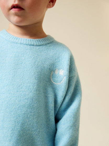 Light Blue Knitted Crew Neck Jumper and Joggers Set (3mths-7yrs) image 4