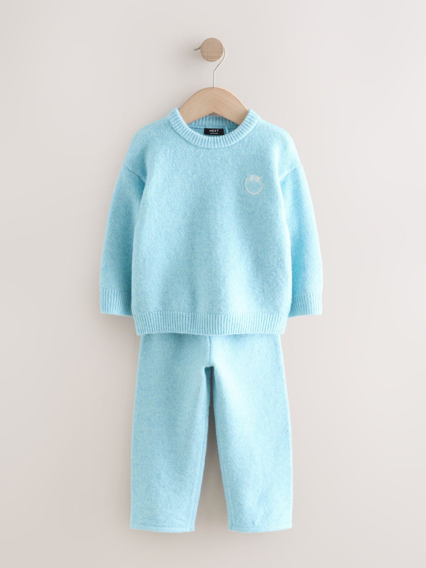 Light Blue Knitted Crew Neck Jumper and Joggers Set (3mths-7yrs) image 5