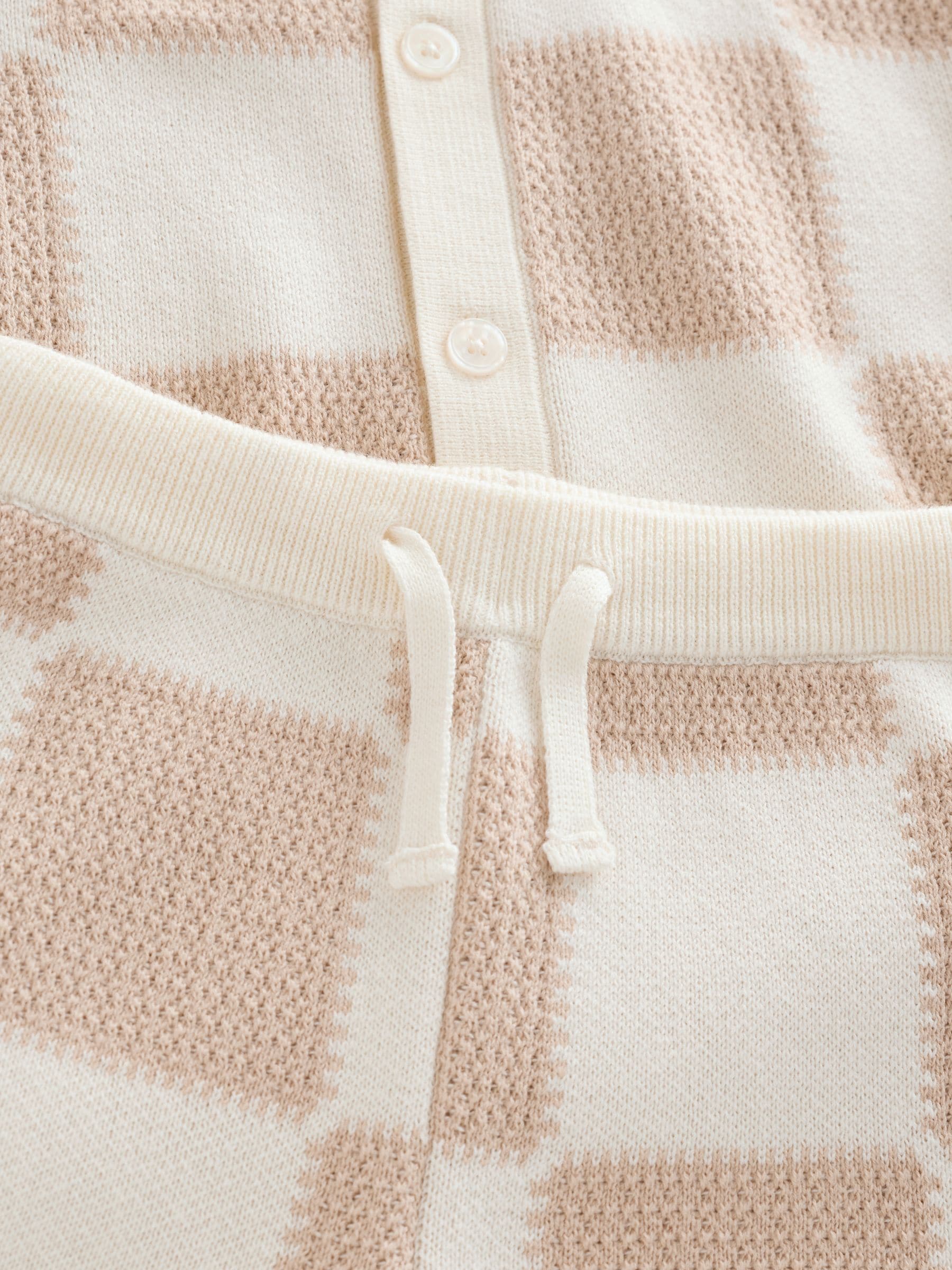 Neutral Checkerboard Knitted Polo Shirt and Shorts Set (3mths-10yrs) image 4