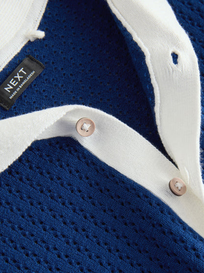 Navy Blue Knitted Polo Shirt and Shorts Set (3mths-10yrs) image 6