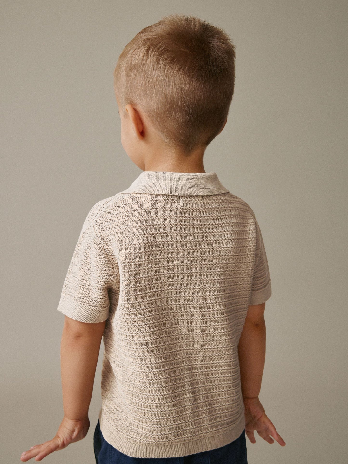 Dsiney Kidz - Neutral Revere Collar Short Sleeve Knitted Polo Shirt (3mths-7yrs) image 3