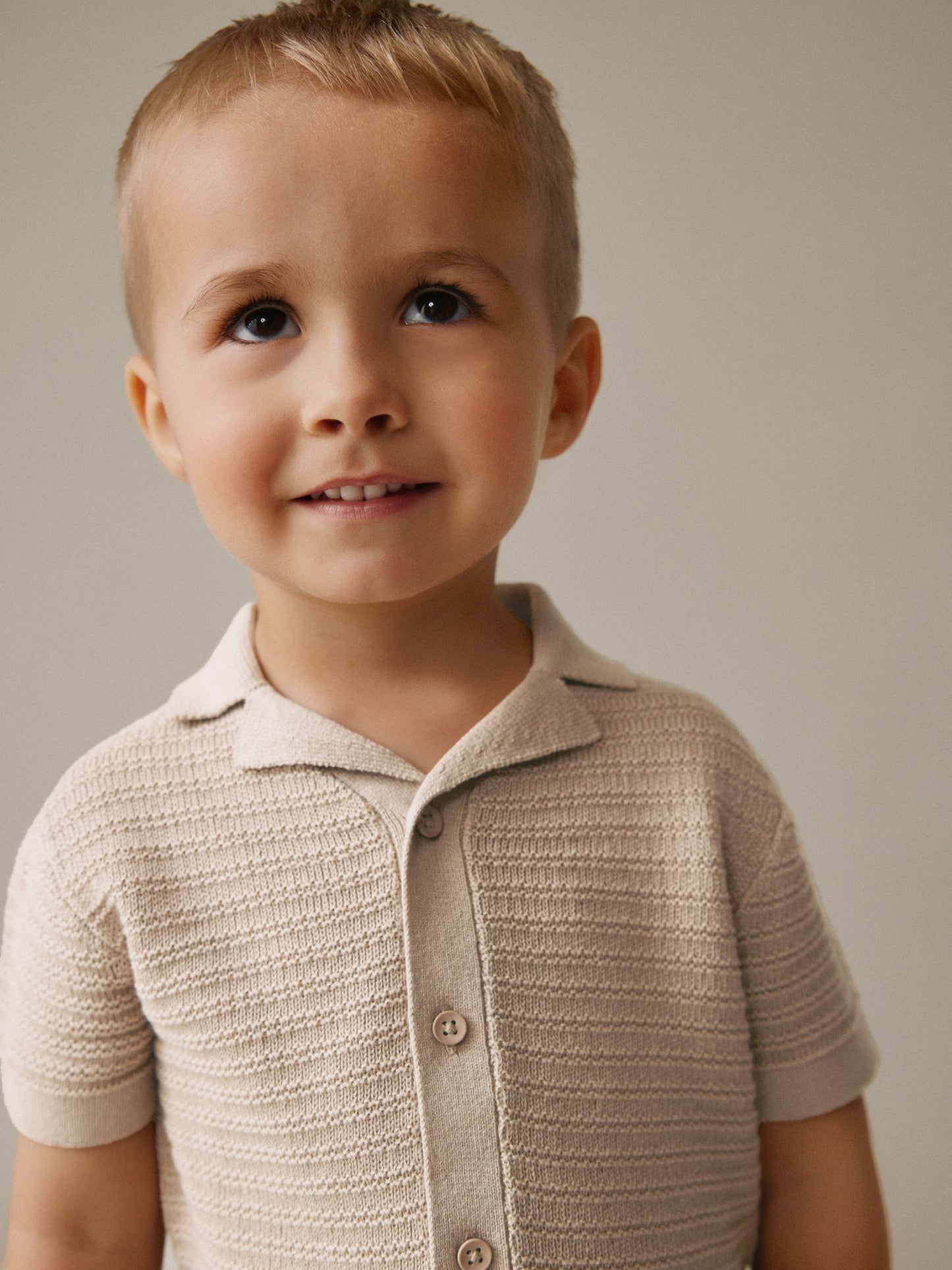 Dsiney Kidz - Neutral Revere Collar Short Sleeve Knitted Polo Shirt (3mths-7yrs) image 4