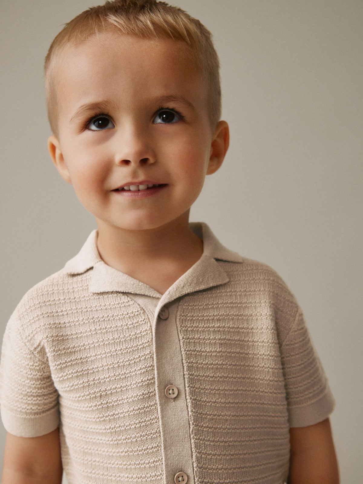Dsiney Kidz - Neutral Revere Collar Short Sleeve Knitted Polo Shirt (3mths-7yrs) image 4