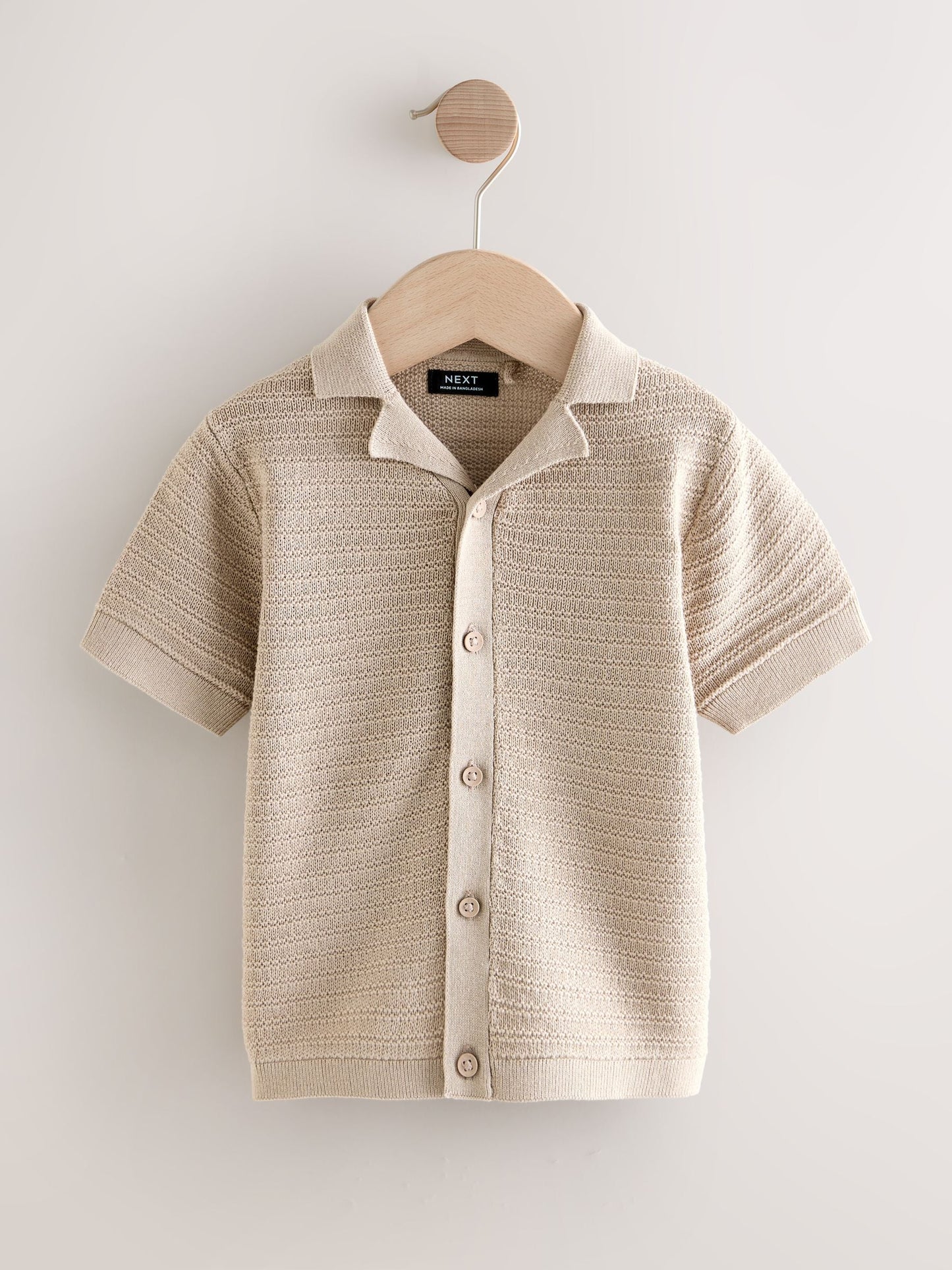 Dsiney Kidz - Neutral Revere Collar Short Sleeve Knitted Polo Shirt (3mths-7yrs) image 5