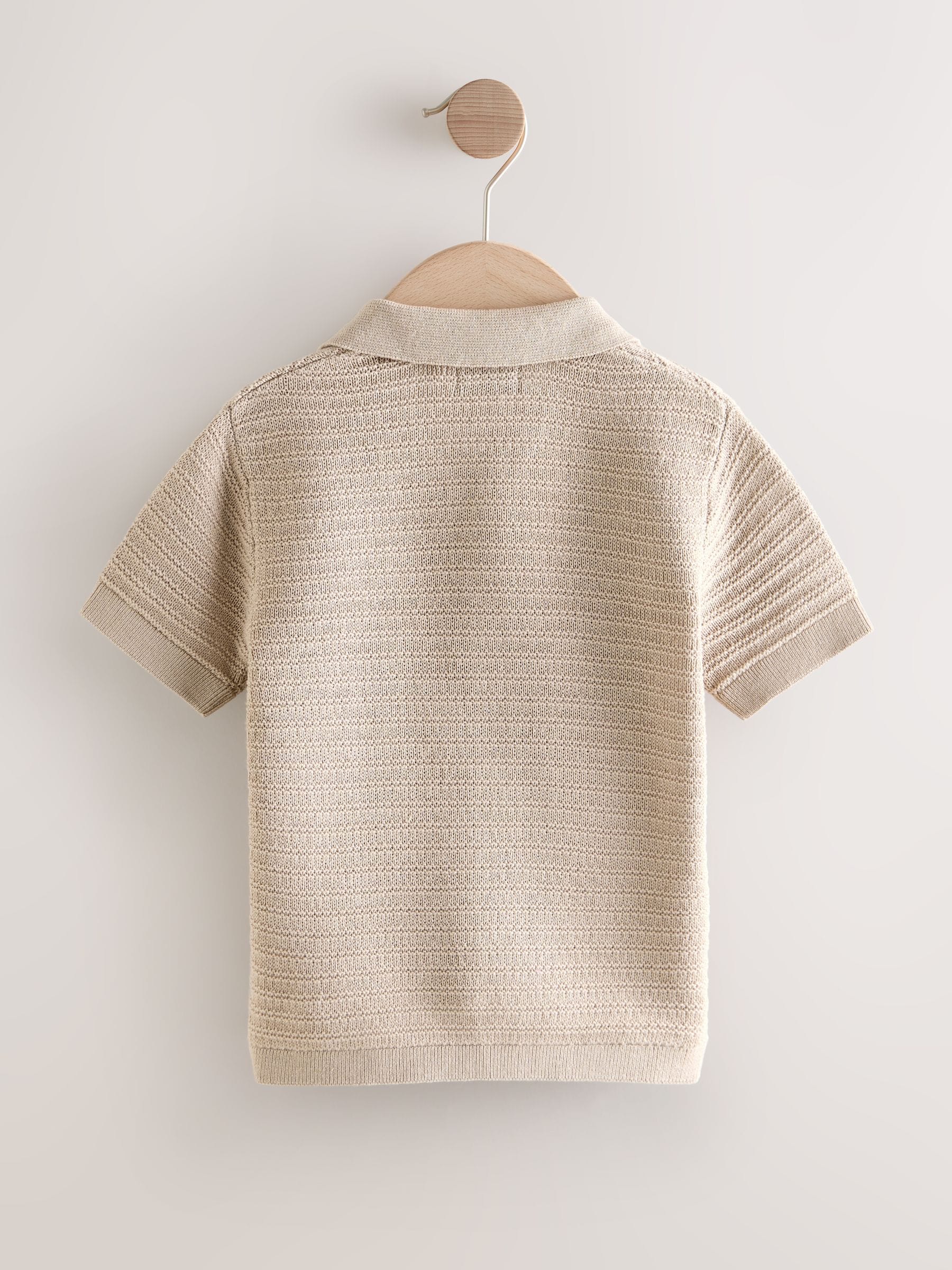 Dsiney Kidz - Neutral Revere Collar Short Sleeve Knitted Polo Shirt (3mths-7yrs) image 6