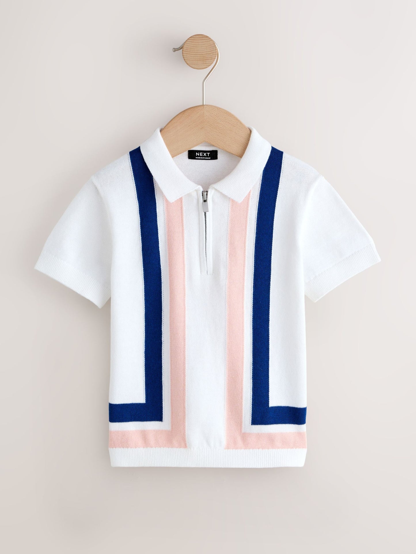 Dsiney Kidz - White 100% Cotton Knitted Zip Neck Polo Shirt (3mths-7yrs) image 1