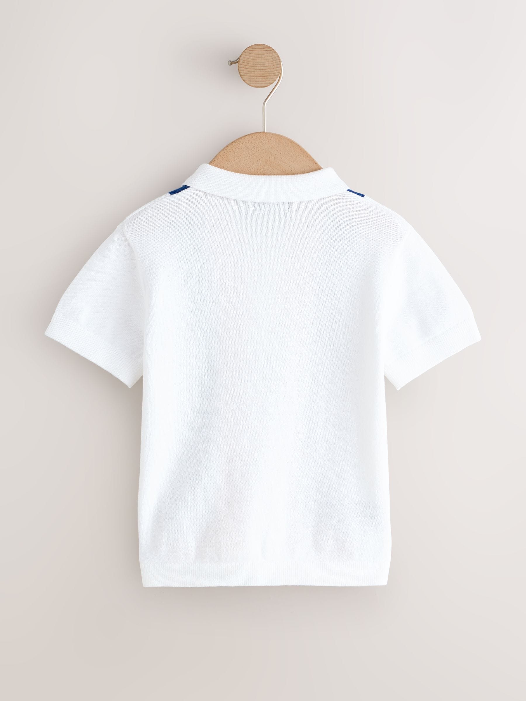 Dsiney Kidz - White 100% Cotton Knitted Zip Neck Polo Shirt (3mths-7yrs) image 2