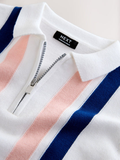 Dsiney Kidz - White 100% Cotton Knitted Zip Neck Polo Shirt (3mths-7yrs) image 4