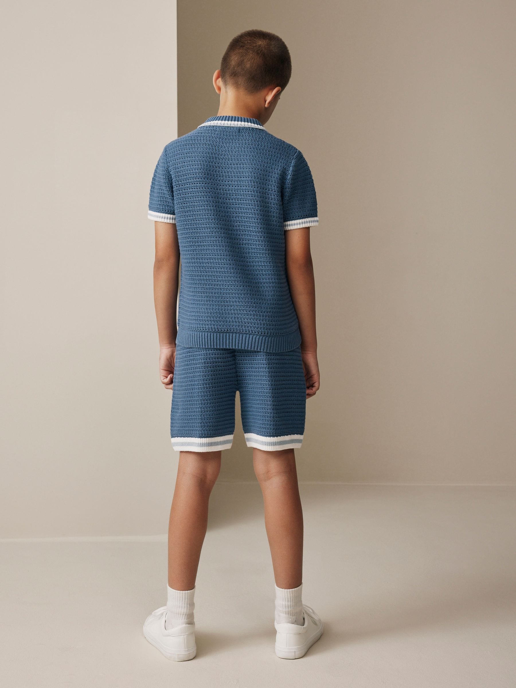 Dsiney Kidz - Blue Knitted Polo Shirt and Shorts Set (3-16yrs) image 2