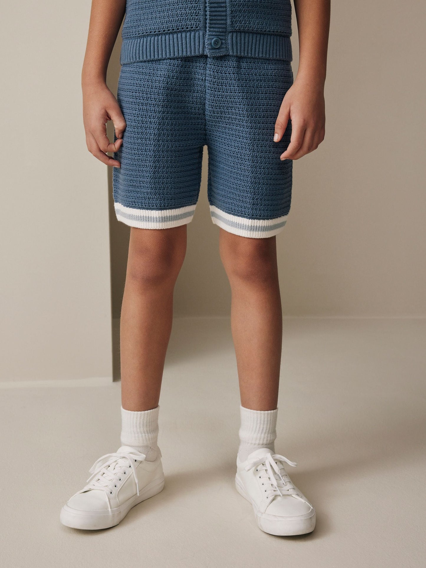 Dsiney Kidz - Blue Knitted Polo Shirt and Shorts Set (3-16yrs) image 3