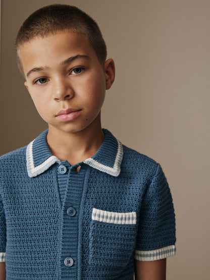 Dsiney Kidz - Blue Knitted Polo Shirt and Shorts Set (3-16yrs) image 4