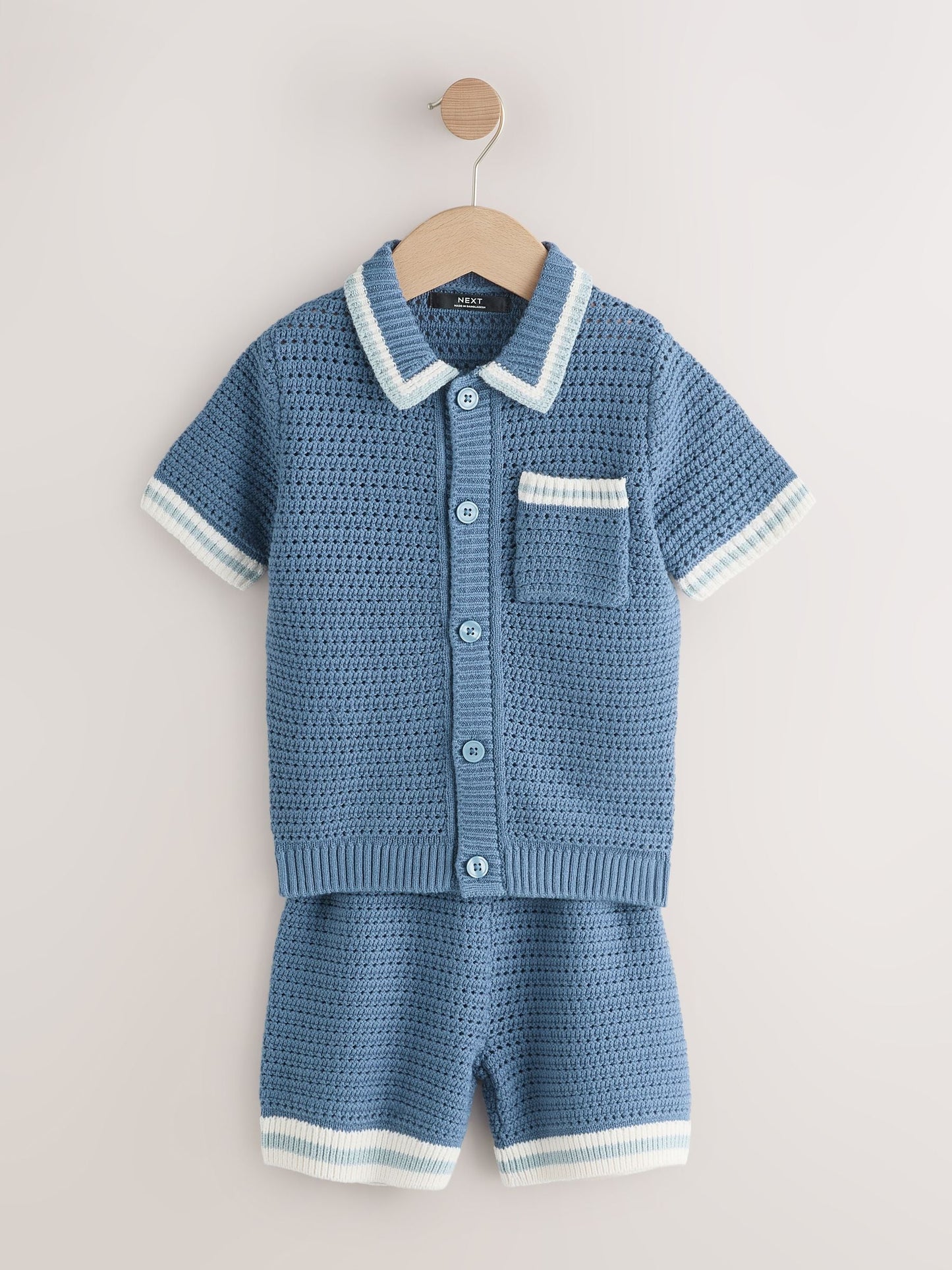 Dsiney Kidz - Blue Knitted Polo Shirt and Shorts Set (3-16yrs) image 5