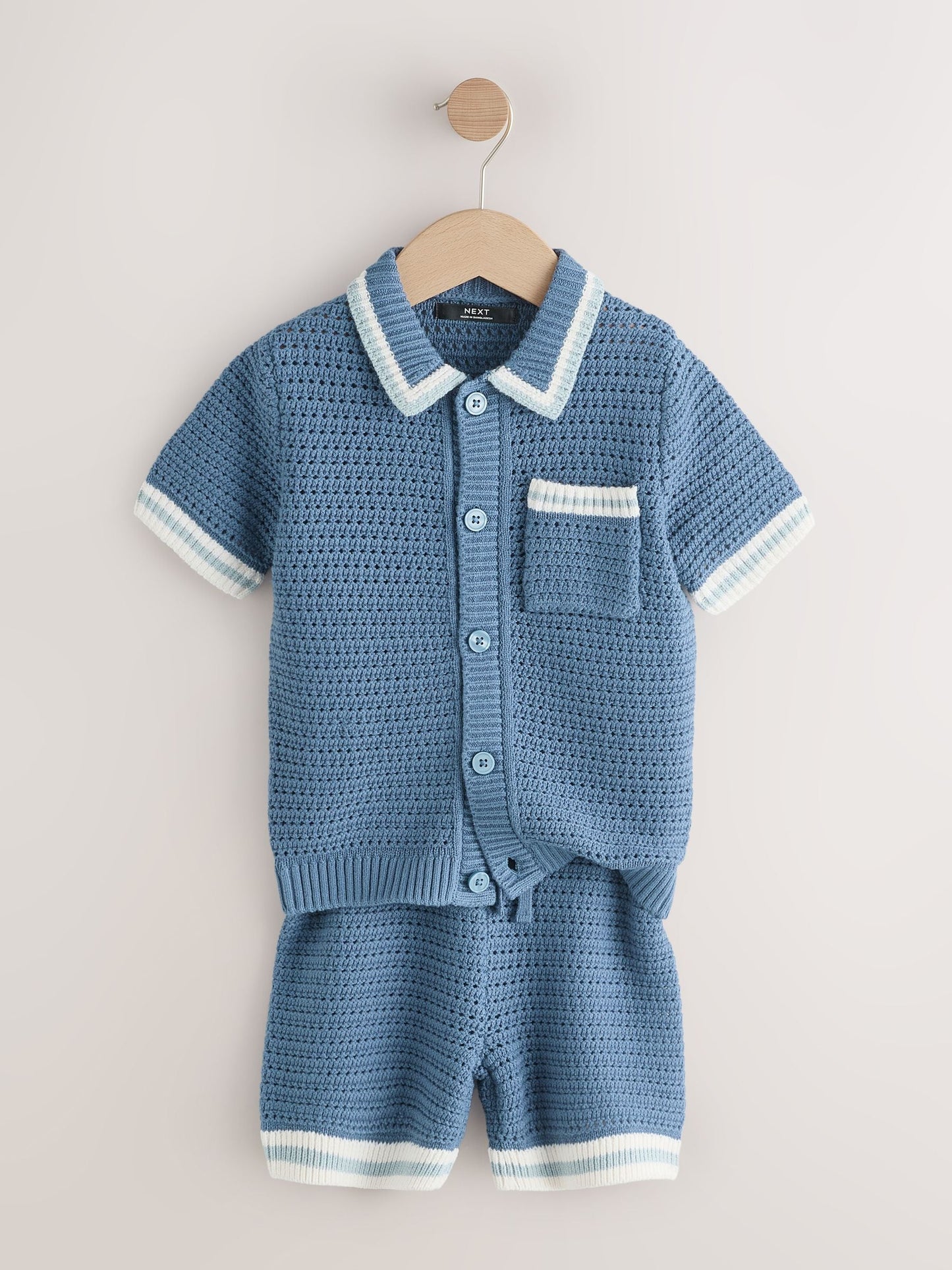 Dsiney Kidz - Blue Knitted Polo Shirt and Shorts Set (3-16yrs) image 6