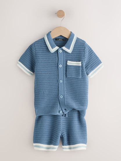 Dsiney Kidz - Blue Knitted Polo Shirt and Shorts Set (3-16yrs) image 6