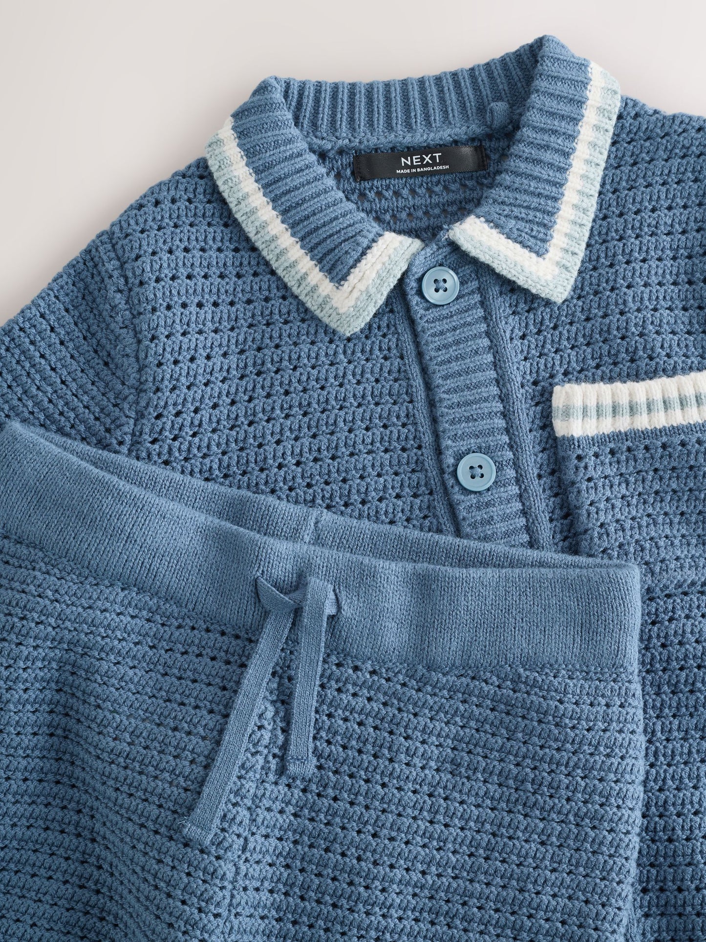 Dsiney Kidz - Blue Knitted Polo Shirt and Shorts Set (3-16yrs) image 8