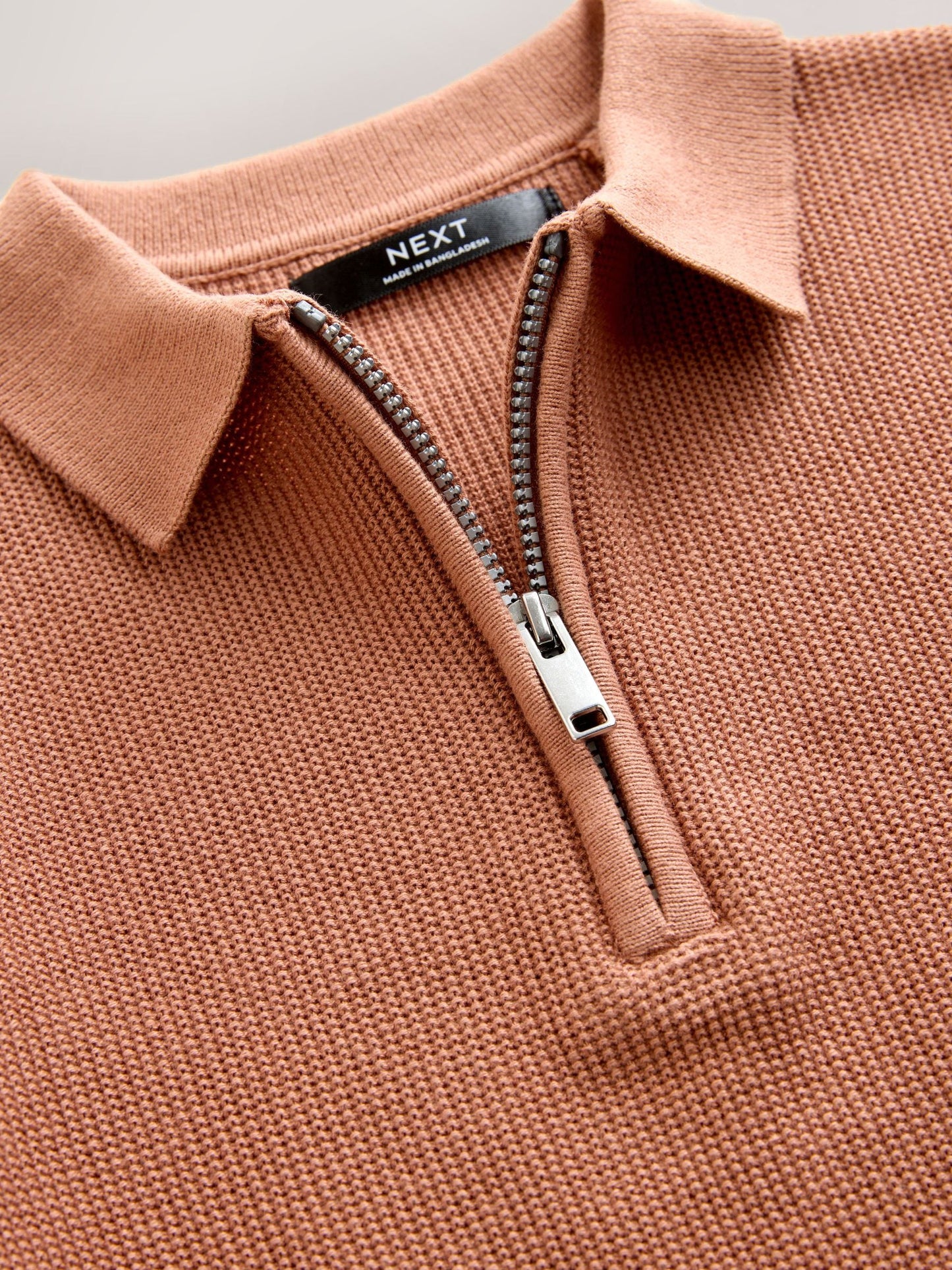Dsiney Kidz - Rust Brown Long Sleeve Zip Neck Knitted Polo Shirt (3-16yrs) image 3