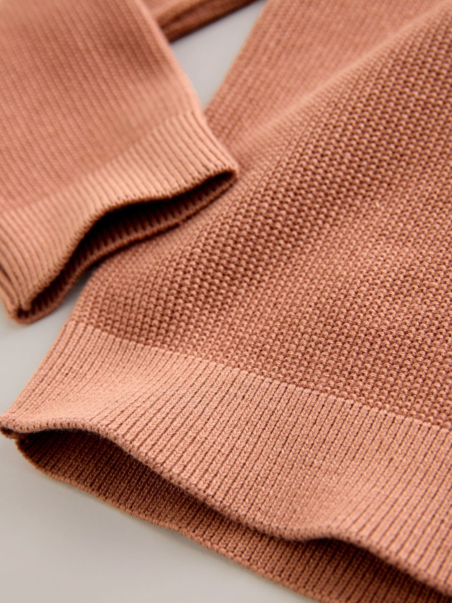 Dsiney Kidz - Rust Brown Long Sleeve Zip Neck Knitted Polo Shirt (3-16yrs) image 4
