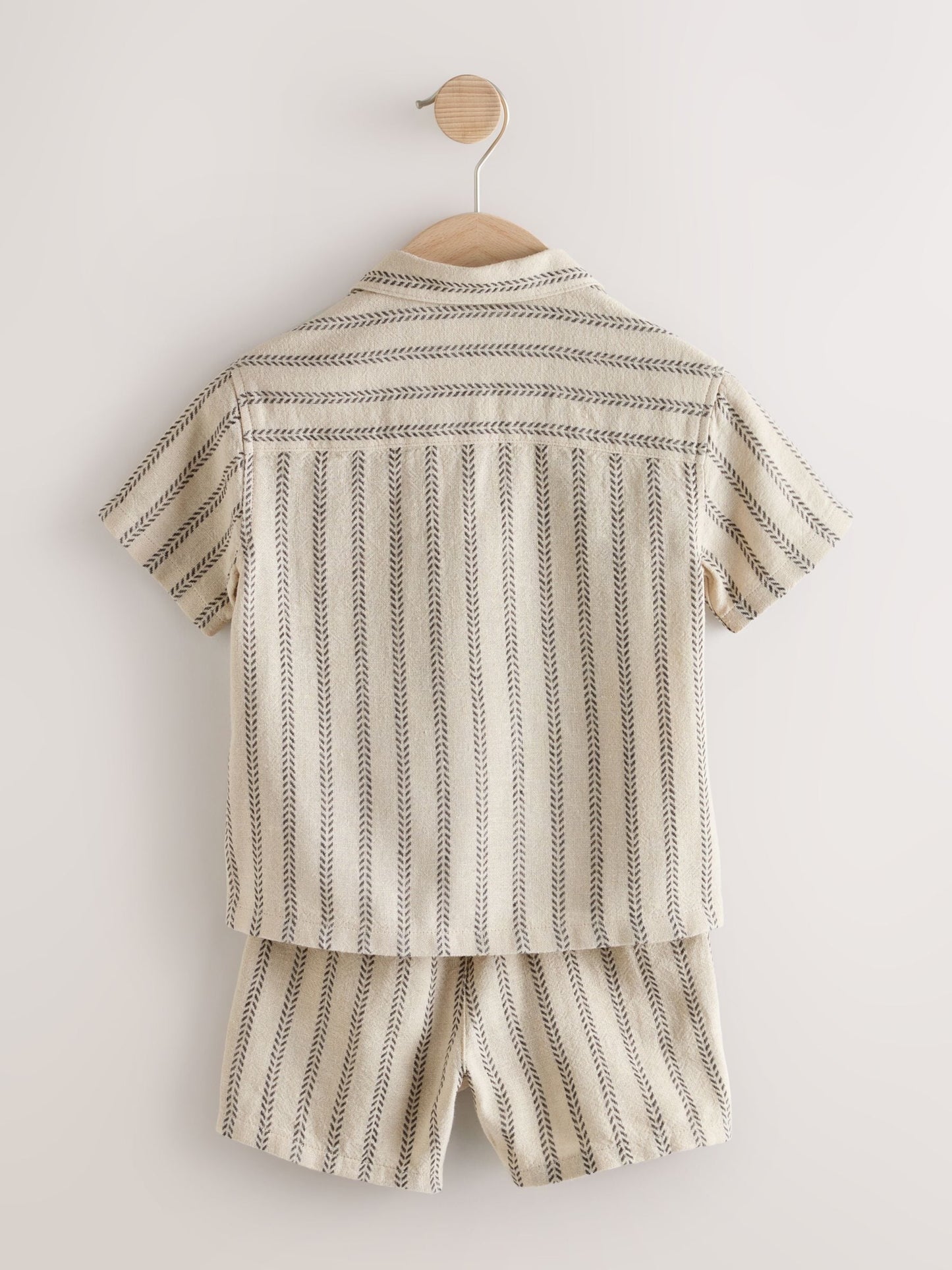Ecru Short Sleeve Textured Stripe Shirt and Shorts Set (3mths-10yrs) image 8