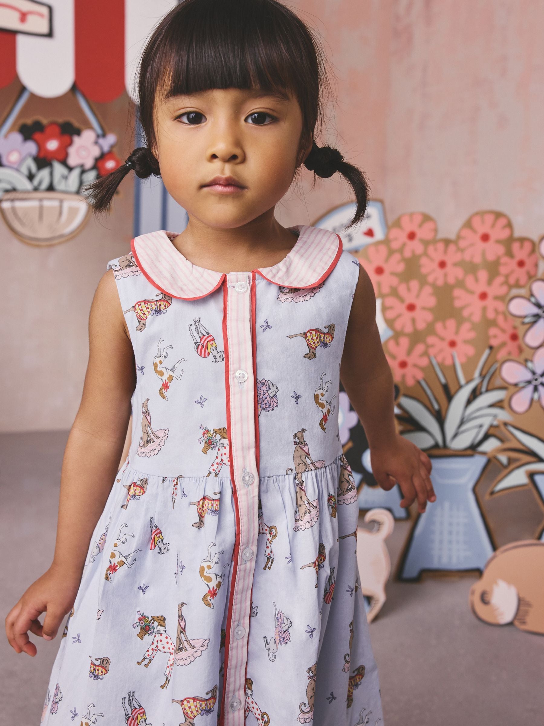 Cath Kidston Blue Fancy Dogs Cath Kidston Cotton Collar Dress (3mths-8yrs) image 1