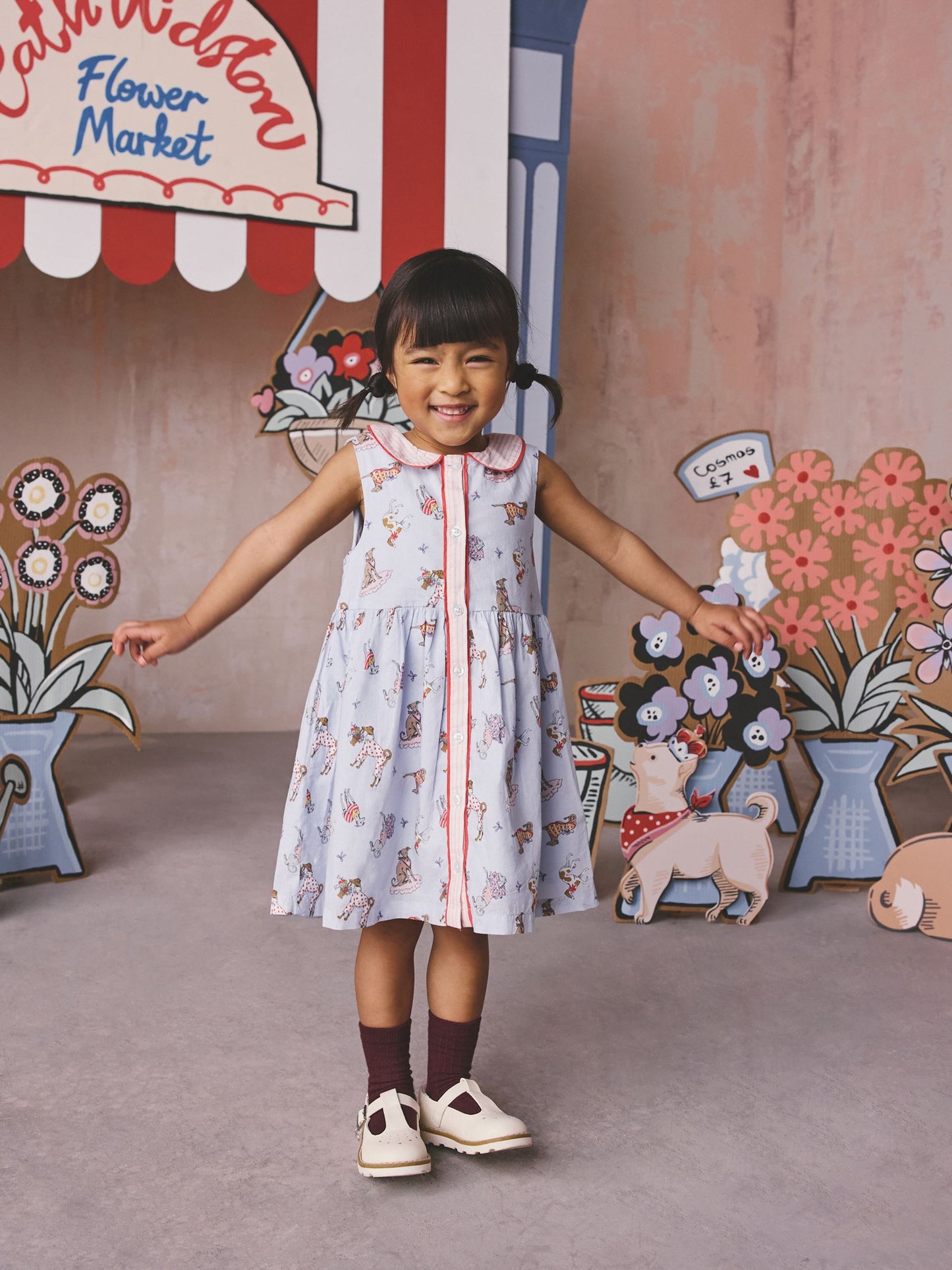 Cath Kidston Blue Fancy Dogs Cath Kidston Cotton Collar Dress (3mths-8yrs) image 3
