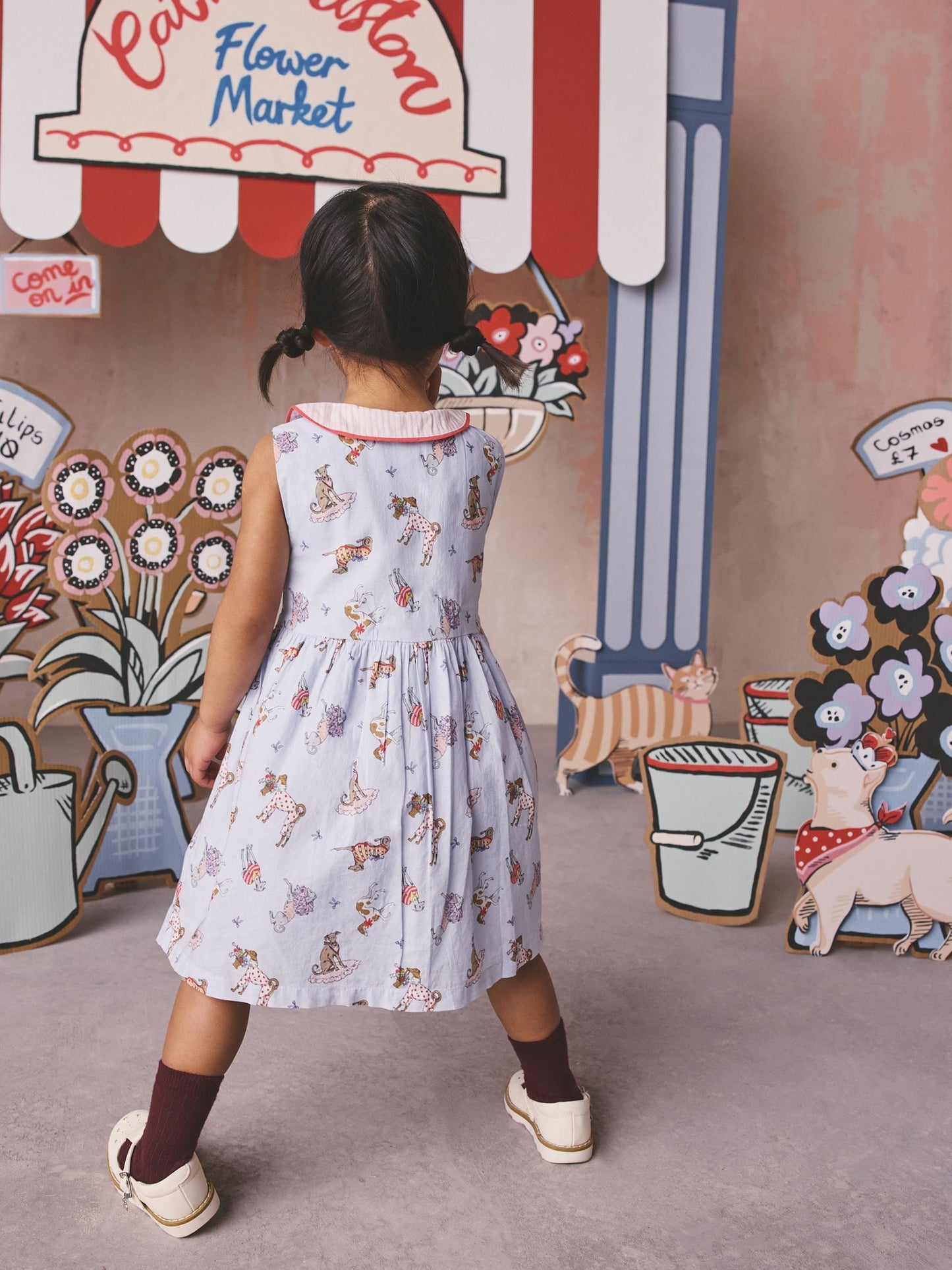 Cath Kidston Blue Fancy Dogs Cath Kidston Cotton Collar Dress (3mths-8yrs) image 4