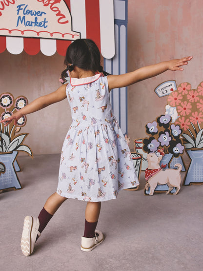 Cath Kidston Blue Fancy Dogs Cath Kidston Cotton Collar Dress (3mths-8yrs) image 5
