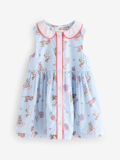 Cath Kidston Blue Fancy Dogs Cath Kidston Cotton Collar Dress (3mths-8yrs) image 6