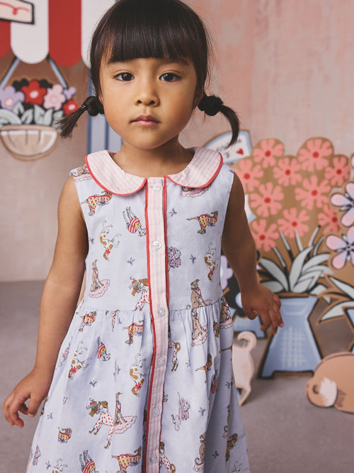 Cath Kidston Blue Fancy Dogs Cath Kidston Cotton Collar Dress (3mths-8yrs) image 1