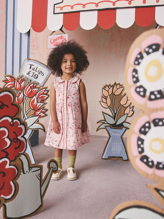 Dsiney Kidz - Cath Kidston Pink Ditsy Cath Kidston Cotton Collar Dress (3mths-8yrs) image 2