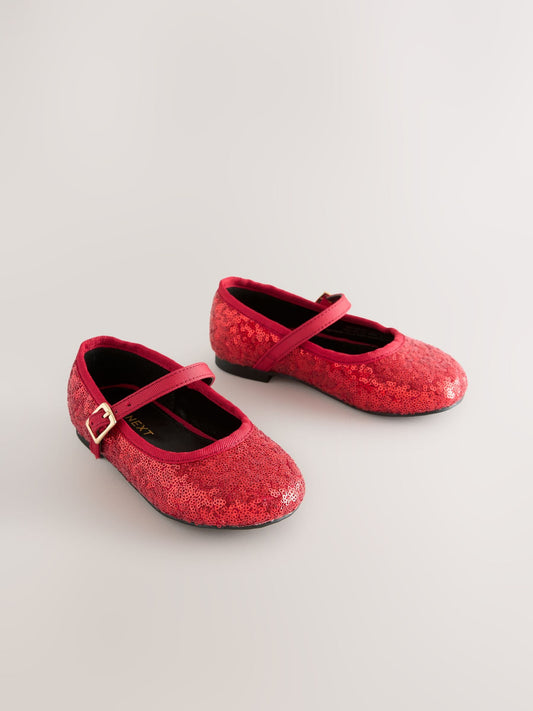 Red Sequin Mary Jane Shoes