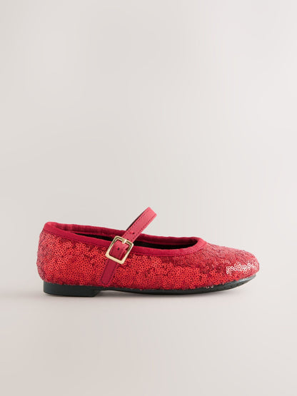 Red Sequin Mary Jane Shoes