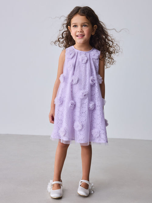 Baker by Ted Baker Lilac Purple Lace Overlay 3D Corsage Dress image 1
