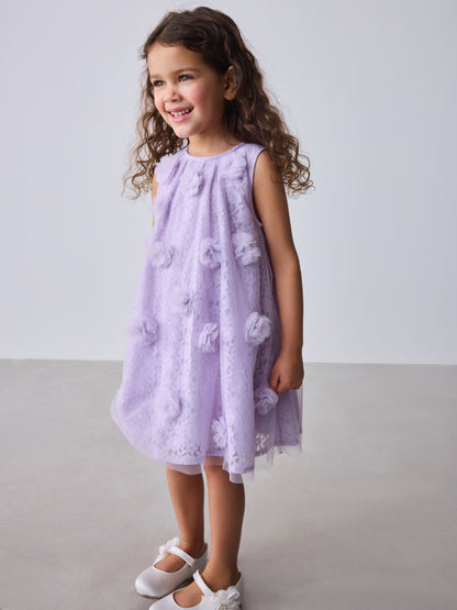 Baker by Ted Baker Lilac Purple Lace Overlay 3D Corsage Dress image 3