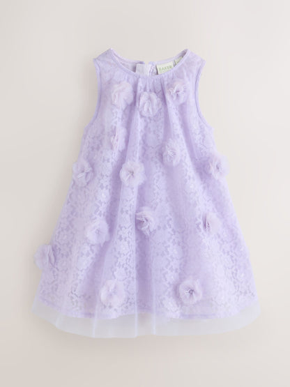 Baker by Ted Baker Lilac Purple Lace Overlay 3D Corsage Dress image 6