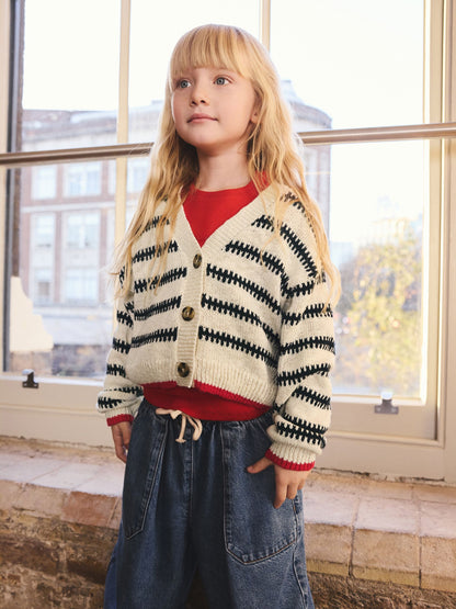 Dsiney Kidz - Mono Stripe V-Neck Stitch Cardigan (3-16yrs) image 1