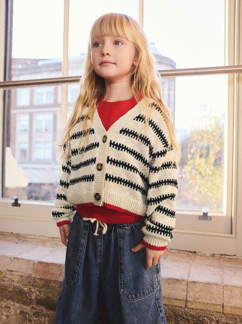 Dsiney Kidz - Mono Stripe V-Neck Stitch Cardigan (3-16yrs) image 1