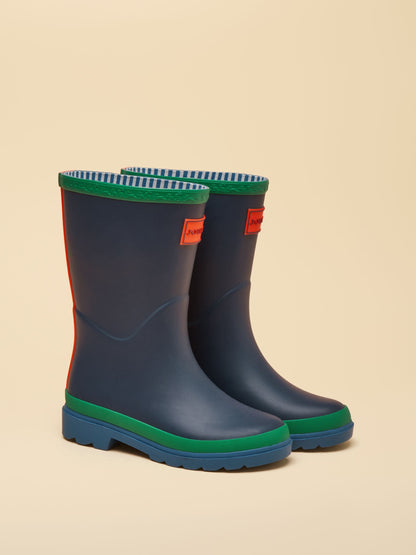 Joules Kids' Blue & Green Colourblock Wellies image 1